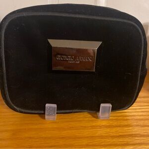Giorgio Armani Black Velvet Men’s Toiletry Pouch with Metal Plaque